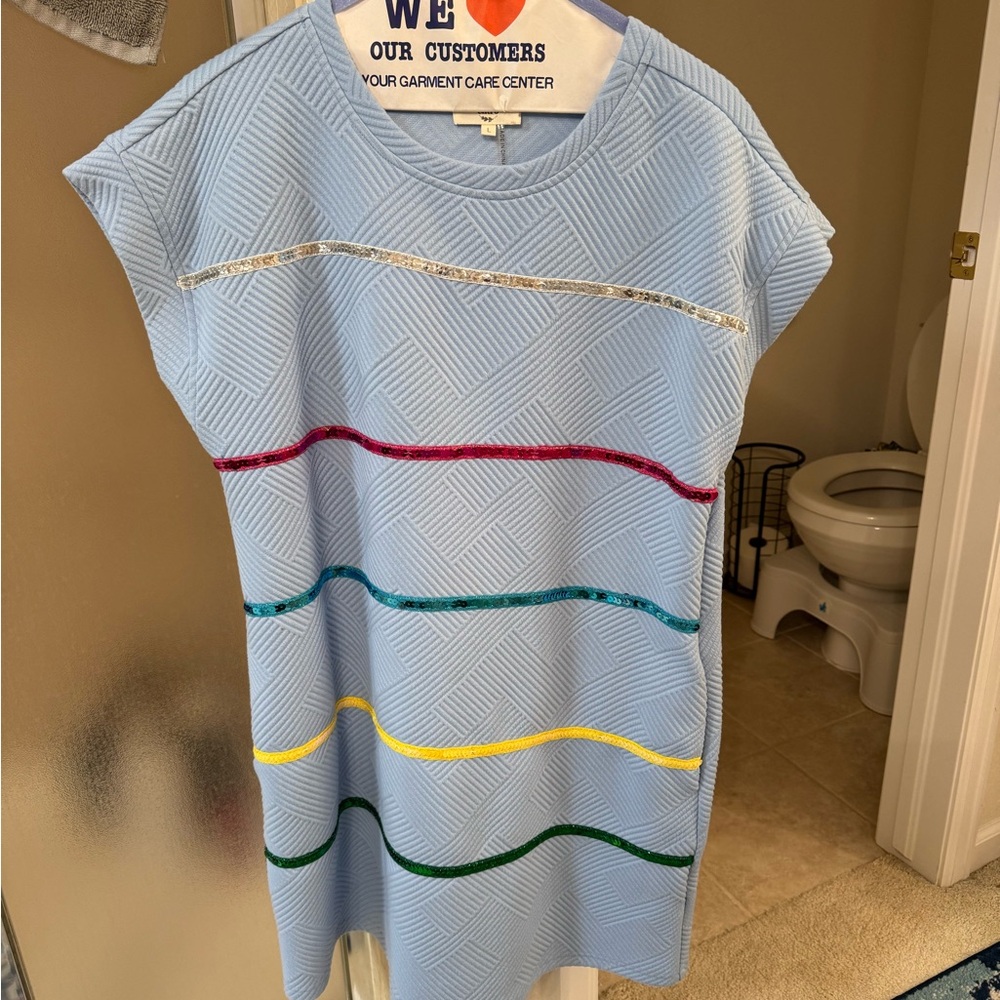 Entro Light Blue Textured Dress